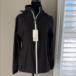 Women's Vera Hooded Jacket in Meteorite Black.